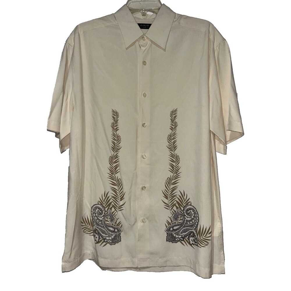 AXIS LA Men's Silk Button Down Shirt size M Short Sleeve Paisley